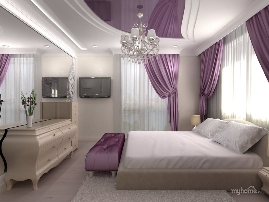 Комната с фиолетовым потолком