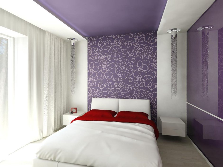 Бело фиолетовая комната