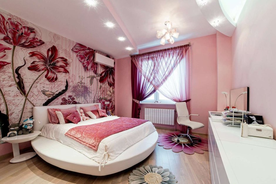 Спальня гостиная в розовых тонах