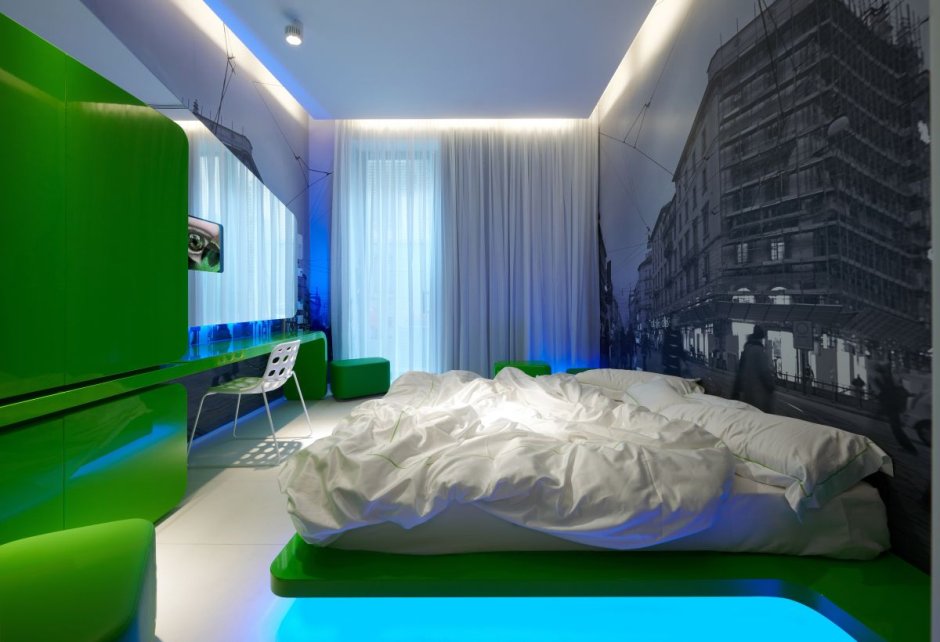 Потолок из гипсокартона с подсветкой в спальне 12кв