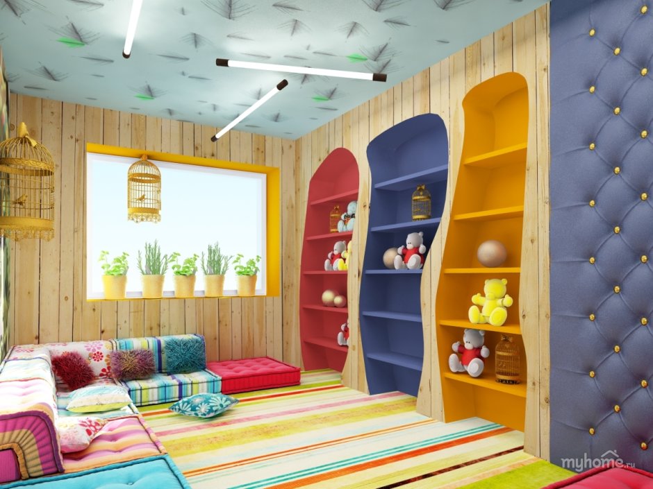 Украшение стен спальни в детском саду