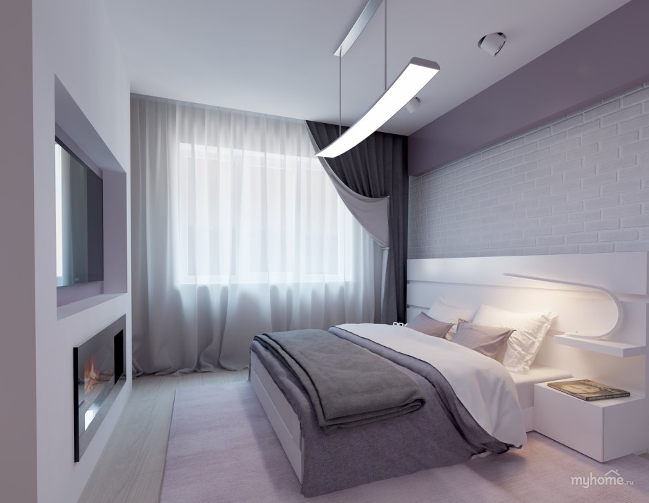 Спальня в стиле хайтек в серых тонах