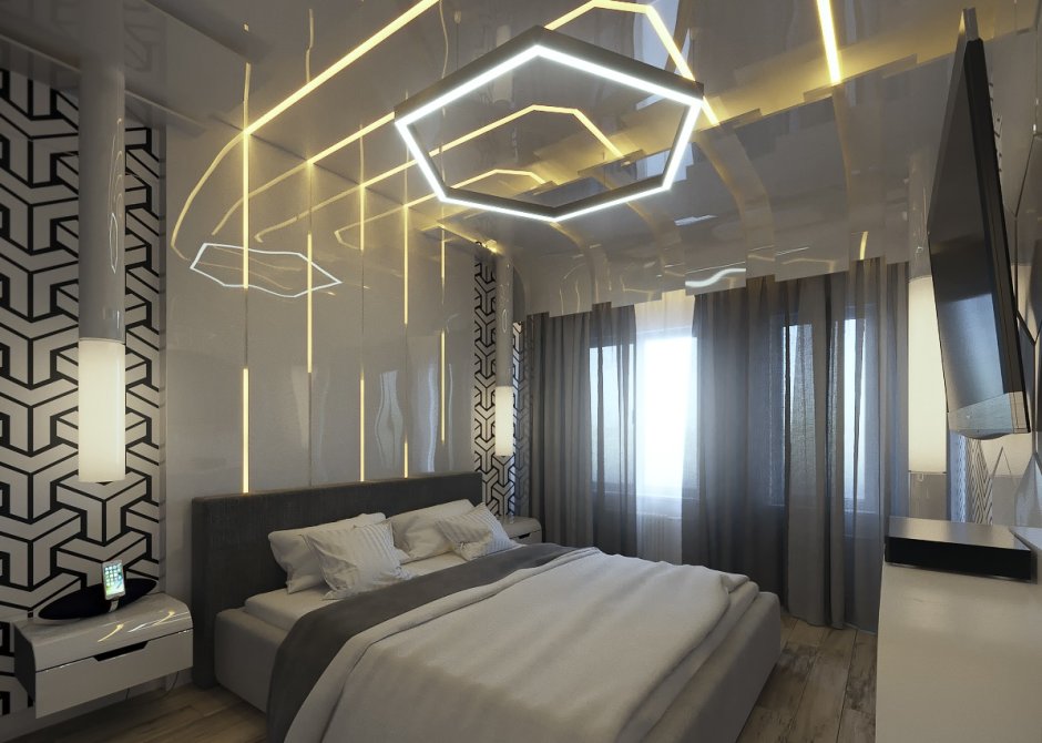Спальная комната в стиле Хай тек