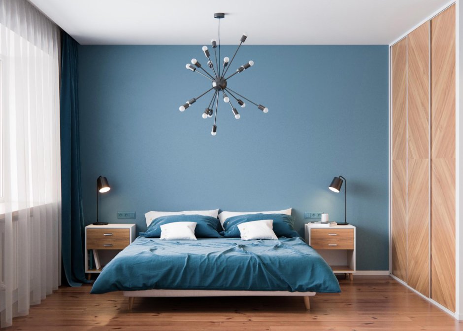 Синяя маленькая спальня