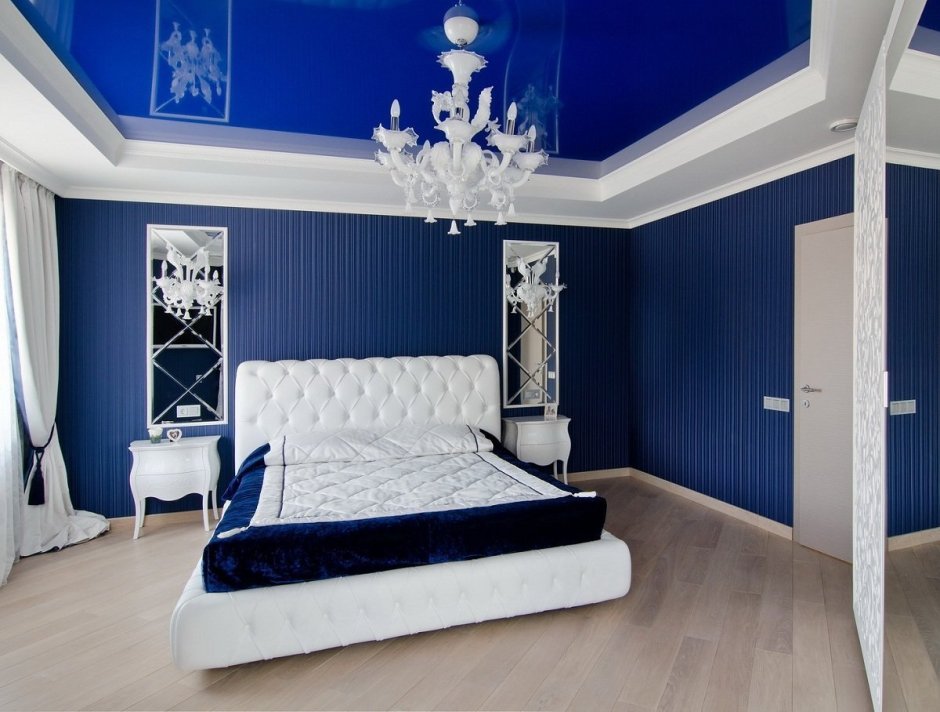 Спальня в стиле арт деко в синих тонах