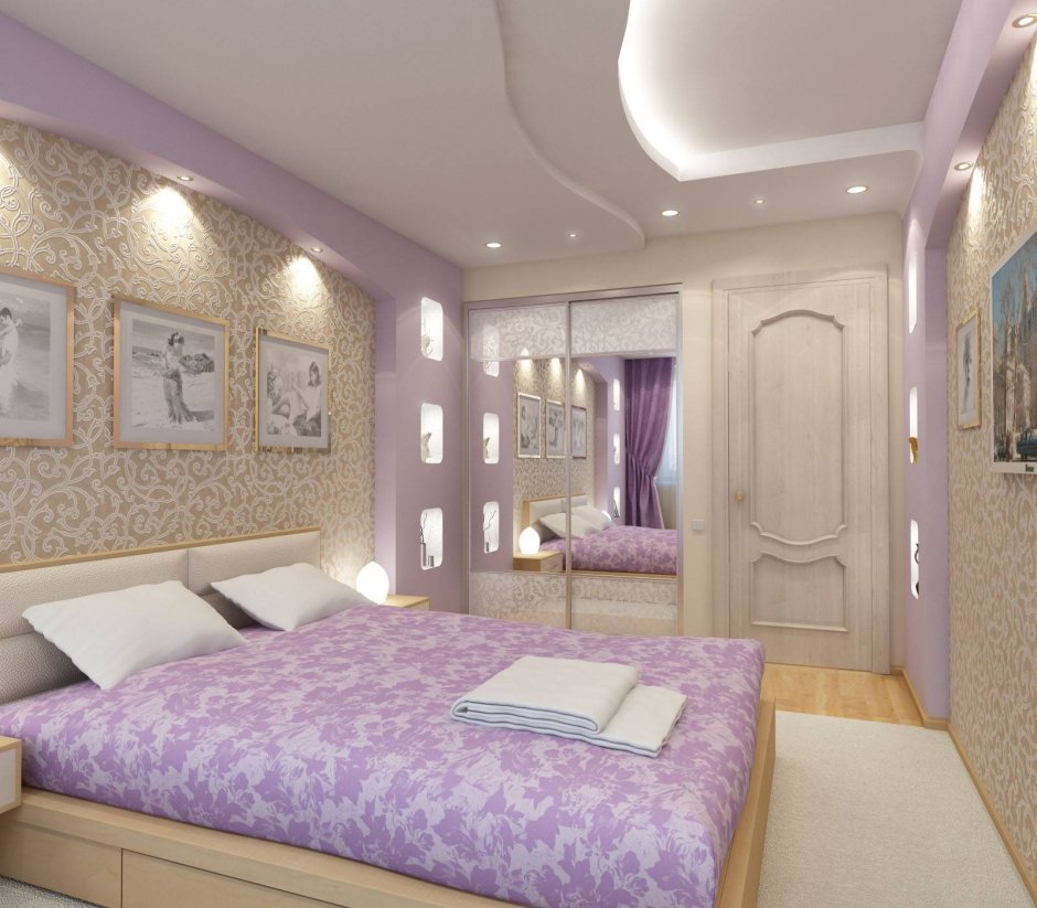 Ар-деко спальня фиолетовая