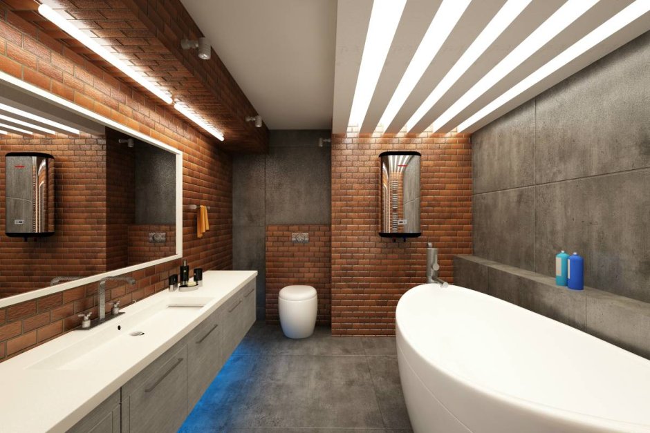 Ванная комната в стиле лофт бетон
