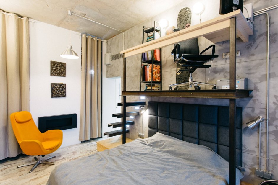 Спальня кабинет в стиле лофт