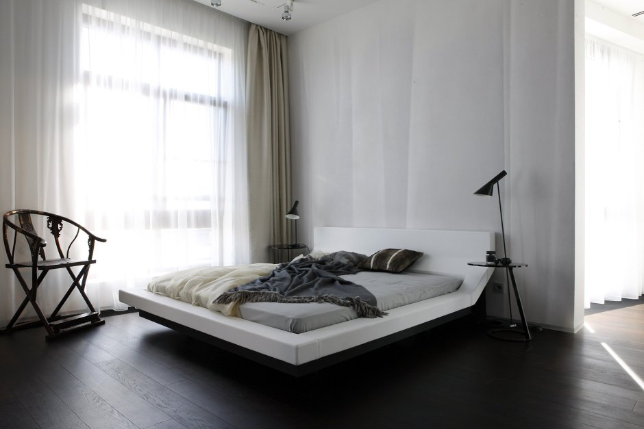 Минималистичный интерьер кровать