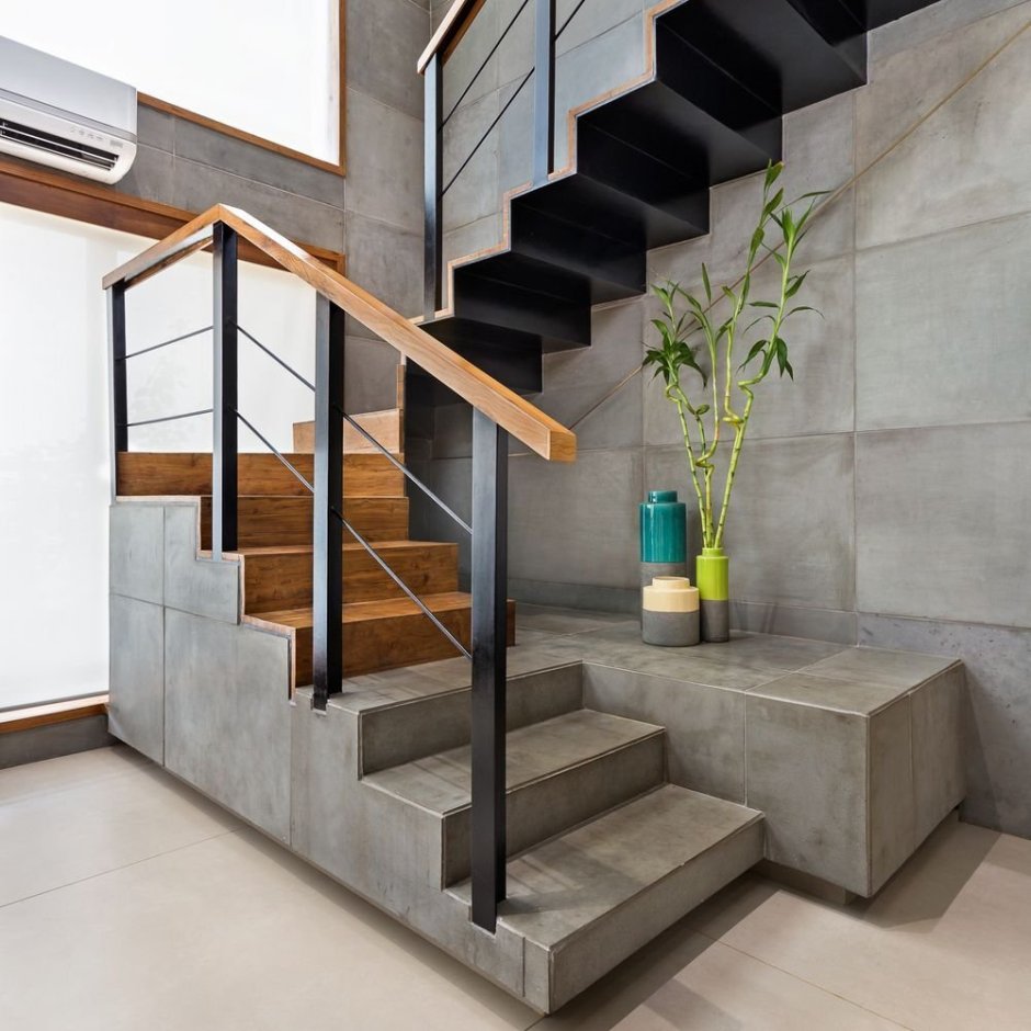 Лестница на монокосоуре в стиле лофт