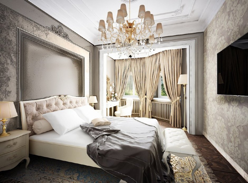 Красивые спальни в современном классическом стиле