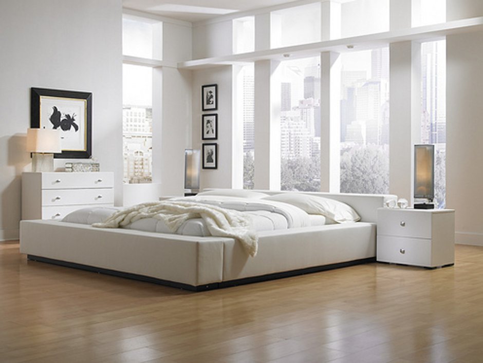 Белая кровать Модерн