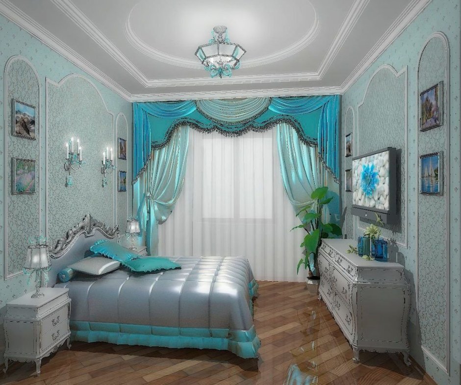 Спальня в бирюзовом стиле
