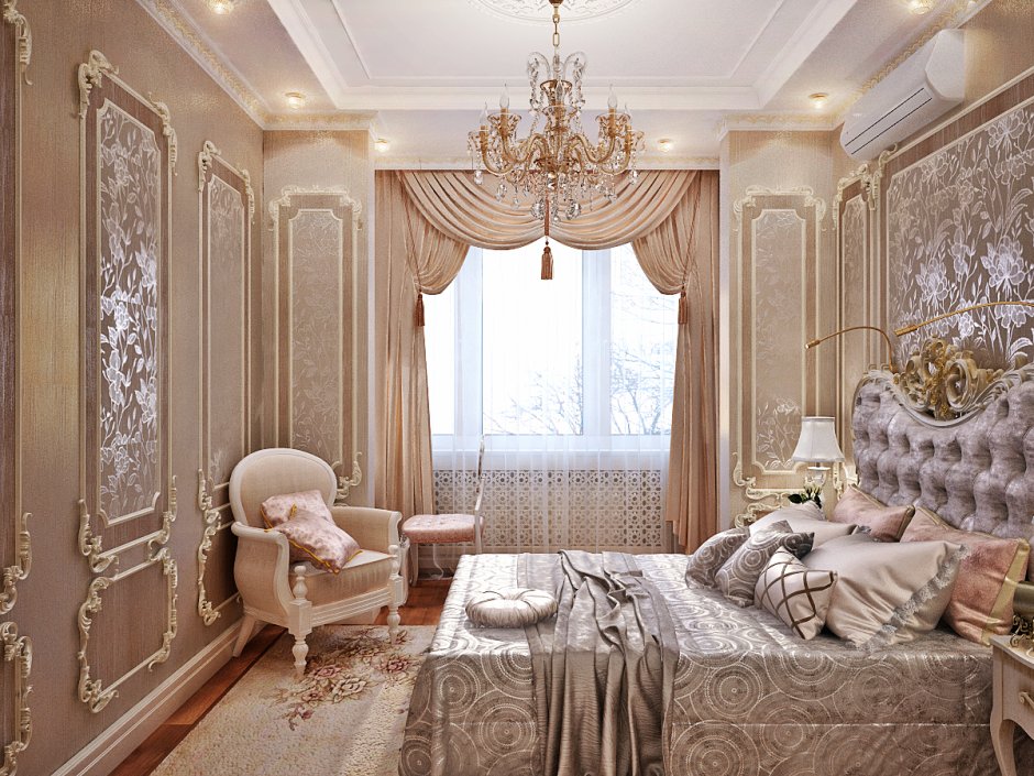 Роскошная светлая спальня