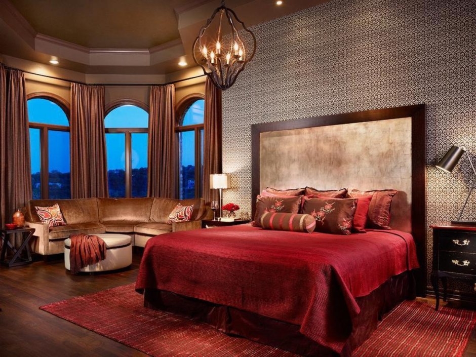 Красивая спальня красная