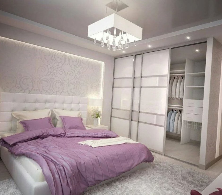 Спальня в современном стиле с гардеробной