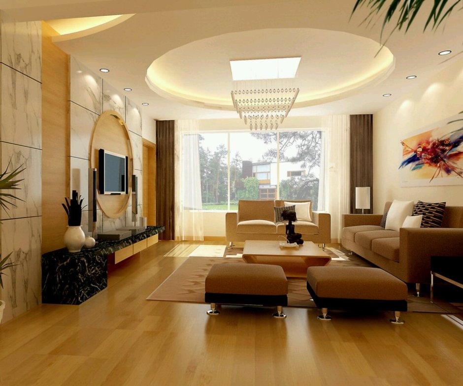 Дизайнерский потолок в гостиной