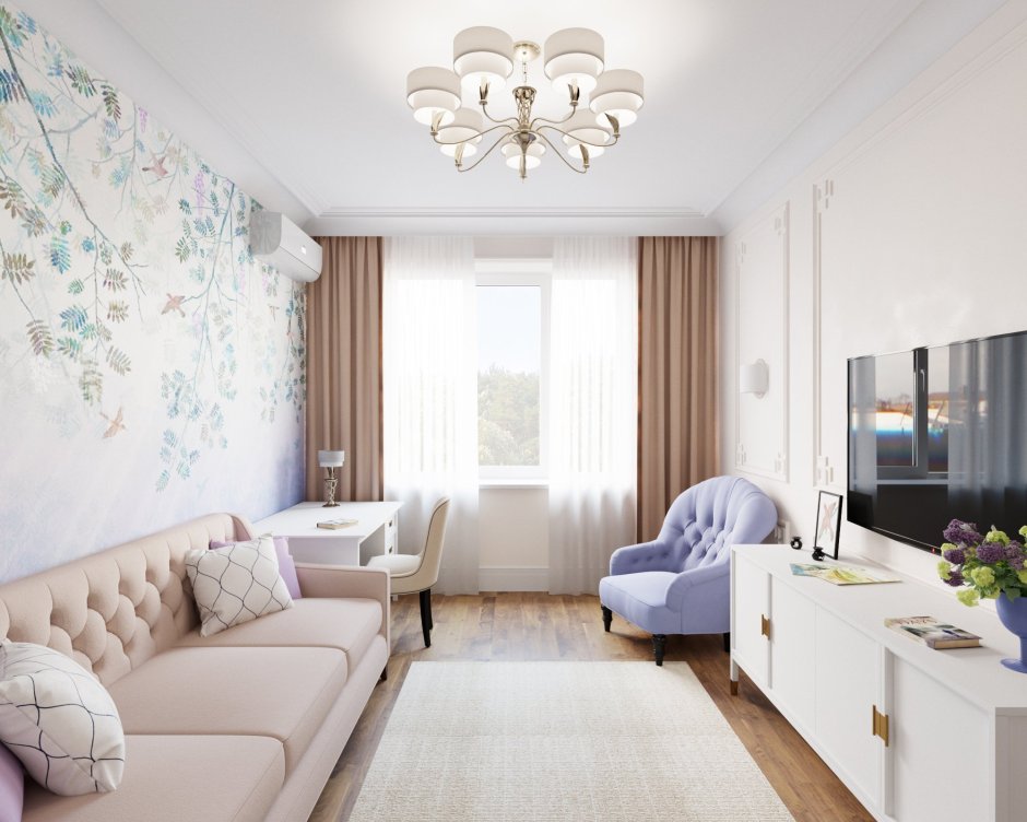 Зал в светлых тонах