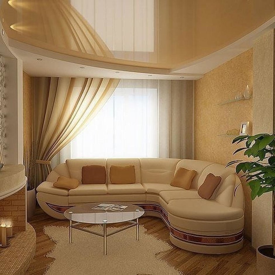 Гостиная с лиловым диваном