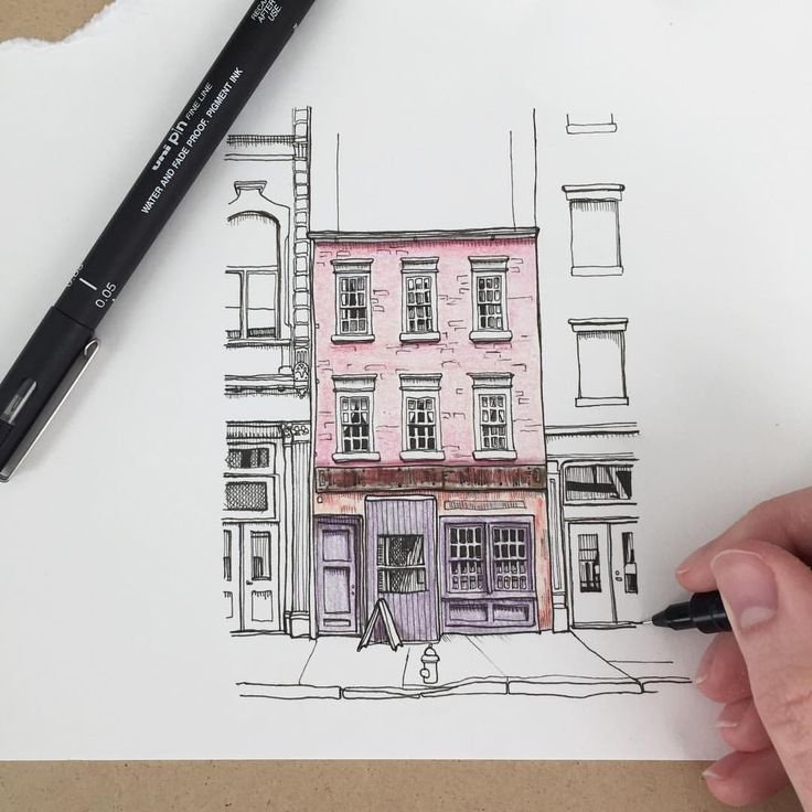 Скетчбук для рисования здания