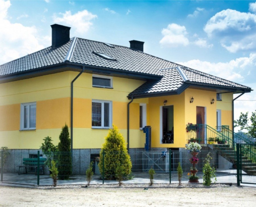 Желтая крыша дома фото