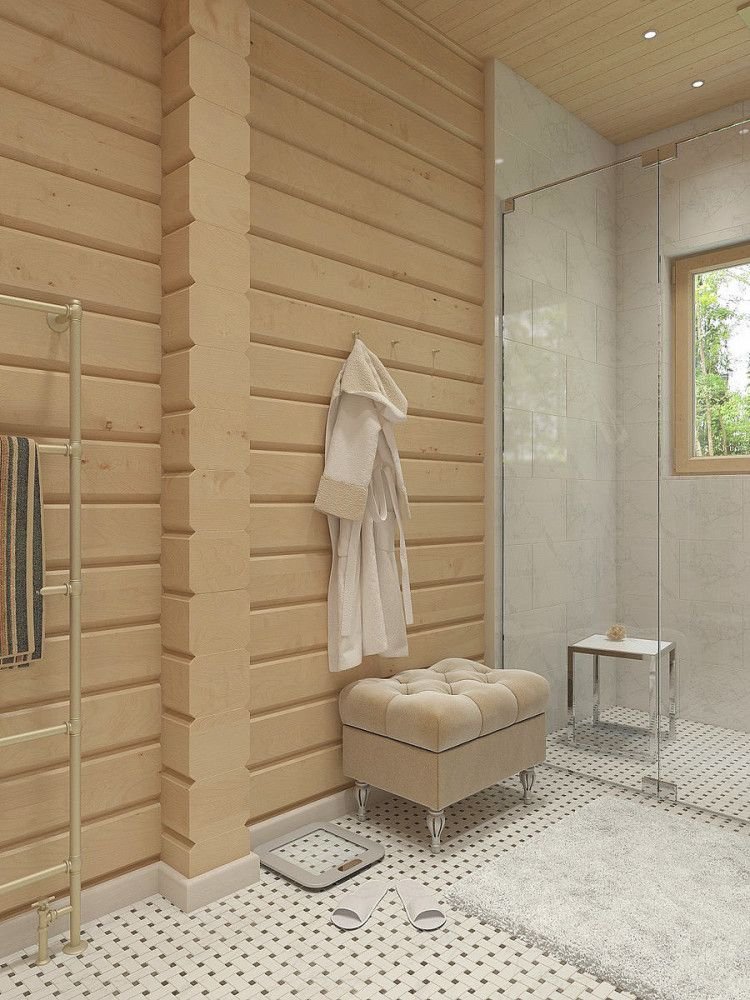 Ванная комната в частном деревянном доме