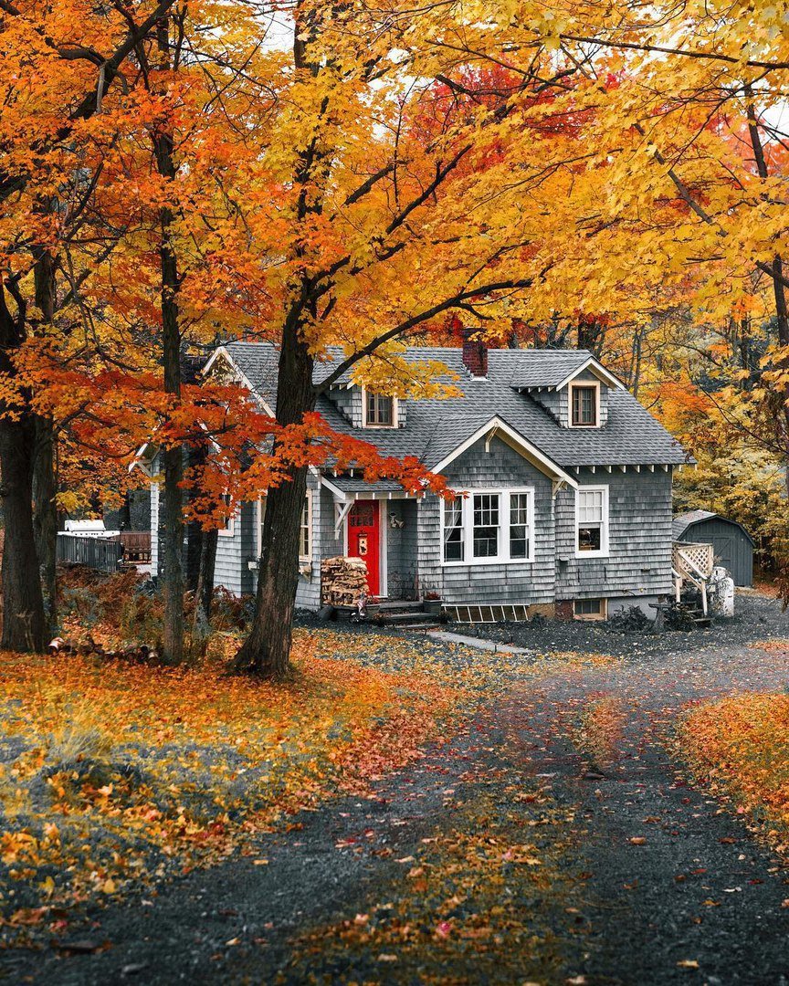 домик в лесу осенью фото