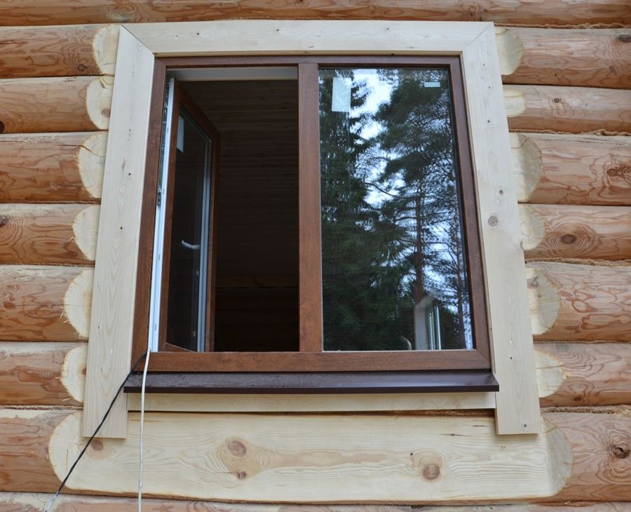 Окна в доме из бревна (70 фото)