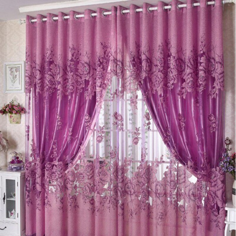 Фиолетовые шторы и тюль