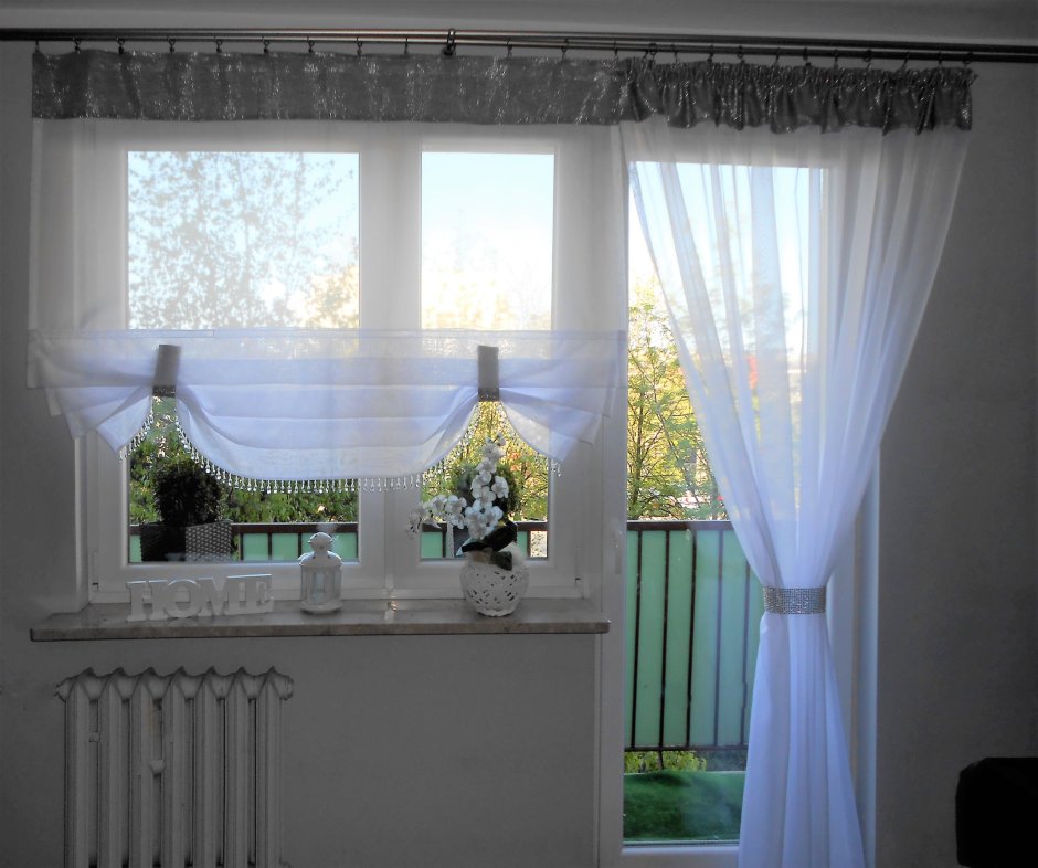 Тюль на окно с балконной дверью