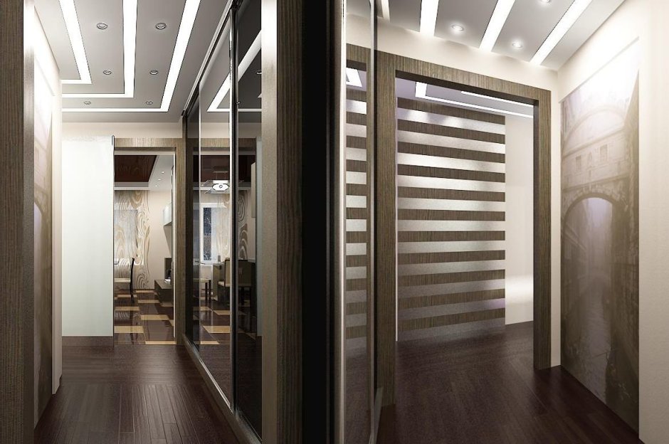 Дизайнерский коридор с 6 дверьми дизайн