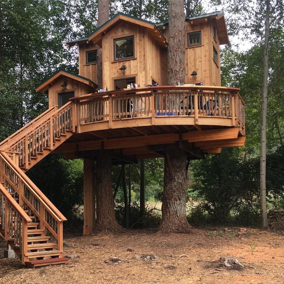 Двухэтажный домик на дереве