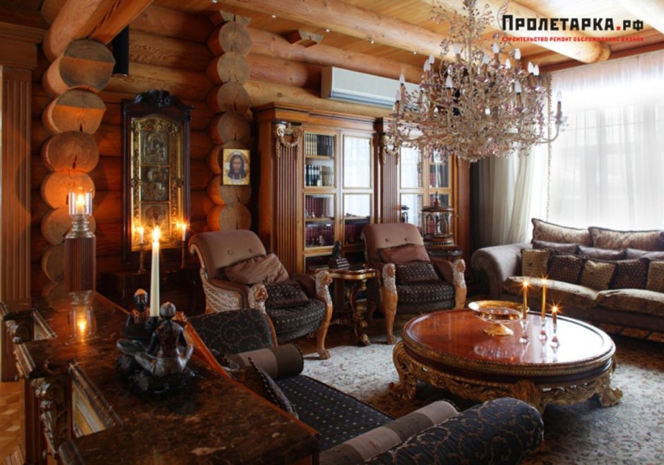 Бревенчатый дом интерьер в русском стиле