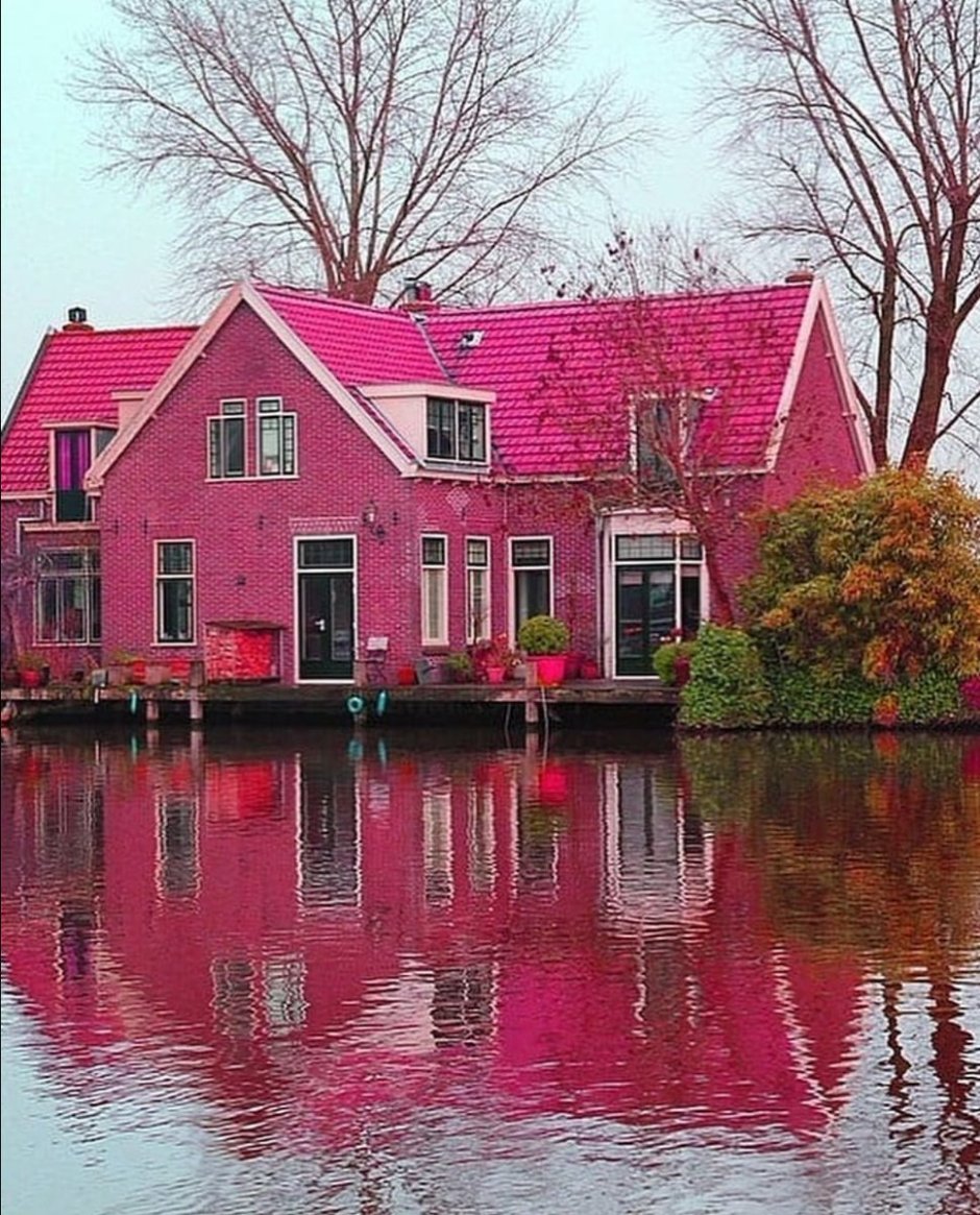 Дом розового цвета
