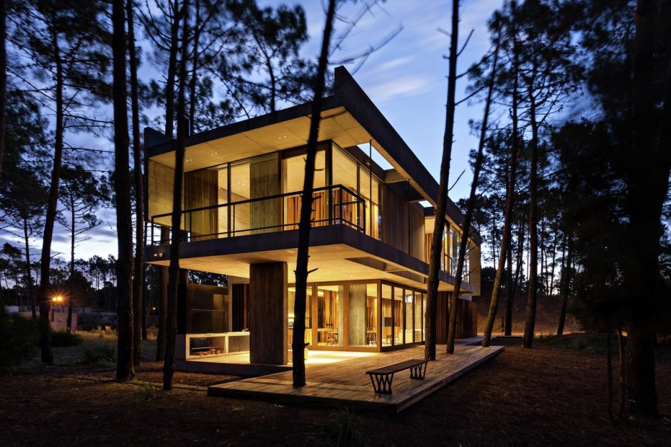 Двухэтажные дома в лесу