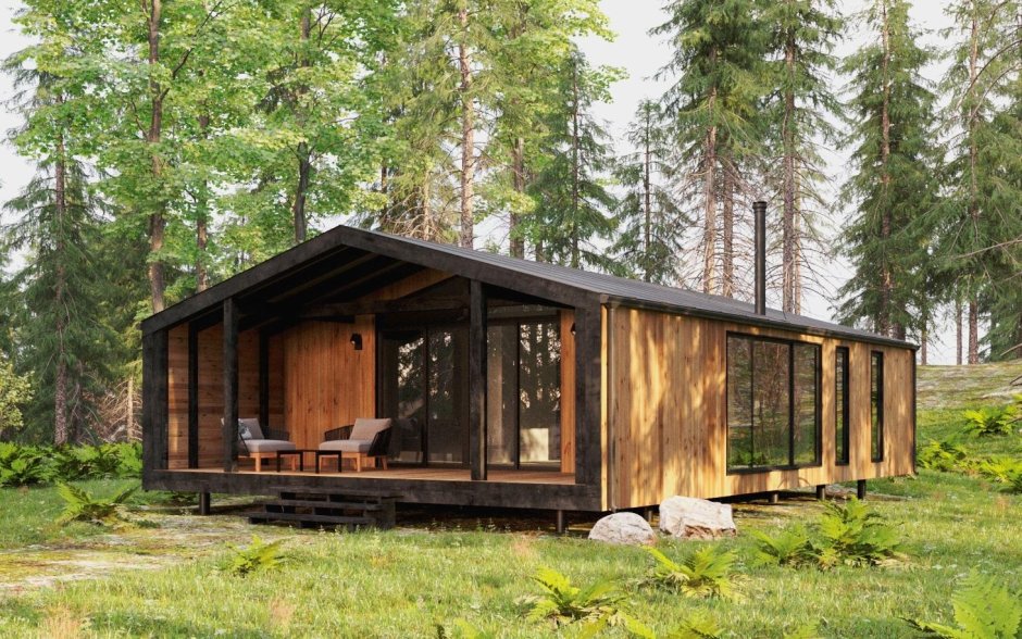 Модульный дом в лесу