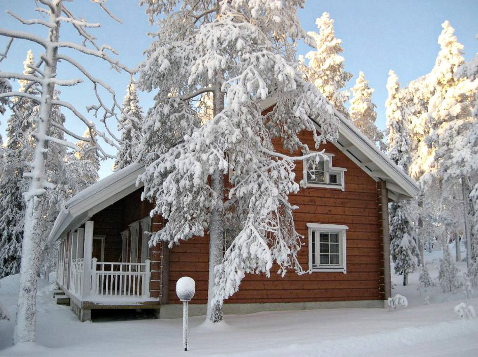 Деревянный дом зима
