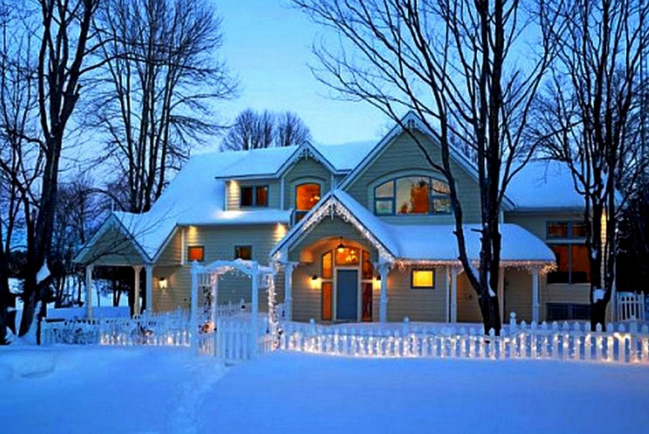 Американский дом зимой