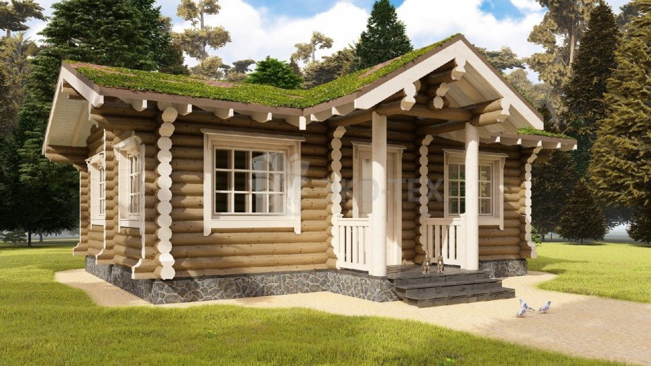 Рубленый деревянный дом кедр одноэтажный