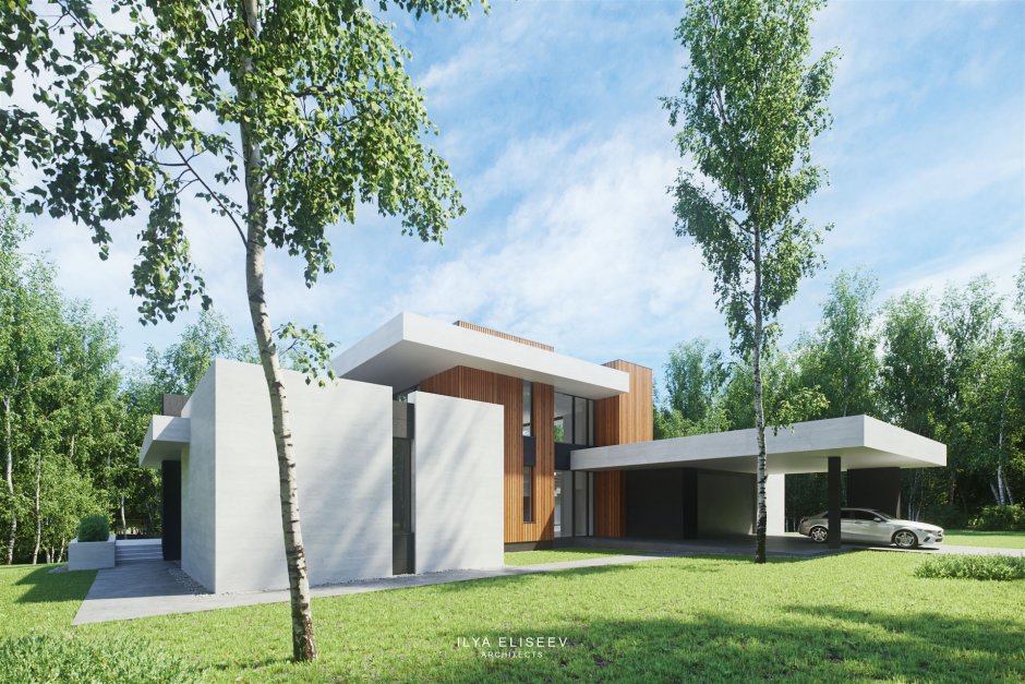 Проект современного дома с плоской крышей Архитектор Илья Елисеев