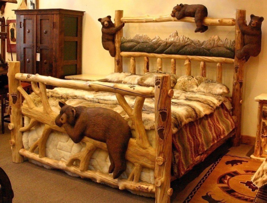 Эксклюзивная кровать в стиле лофт из бруса