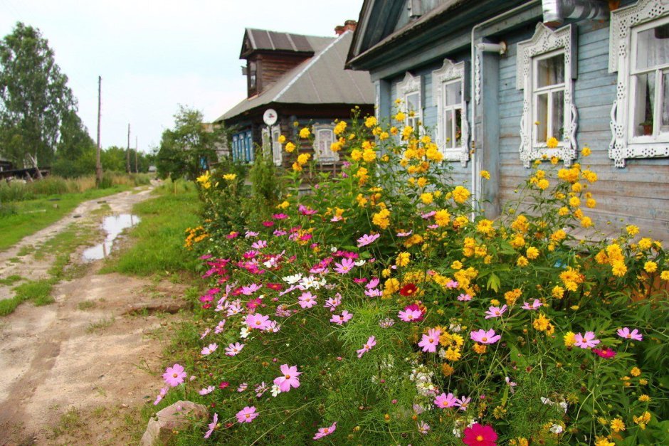 Русская деревня палисадники