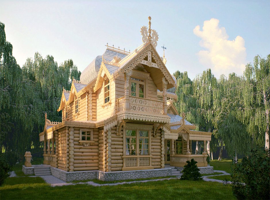 Уютный деревянный домик в лесу