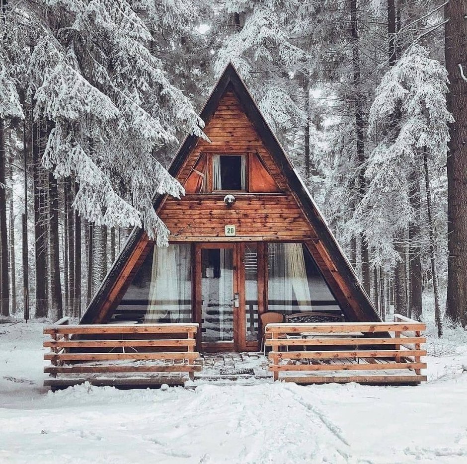 Треугольный деревянный дом (86 фото)