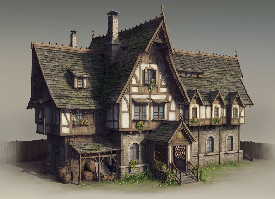 Домик концепт арт Fantasy дом Concept Art