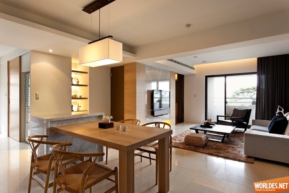 Кухня столовая гостиная в стиле Модерн