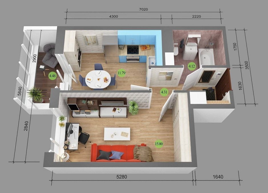 Планировка маленькой 1 комнатной квартиры