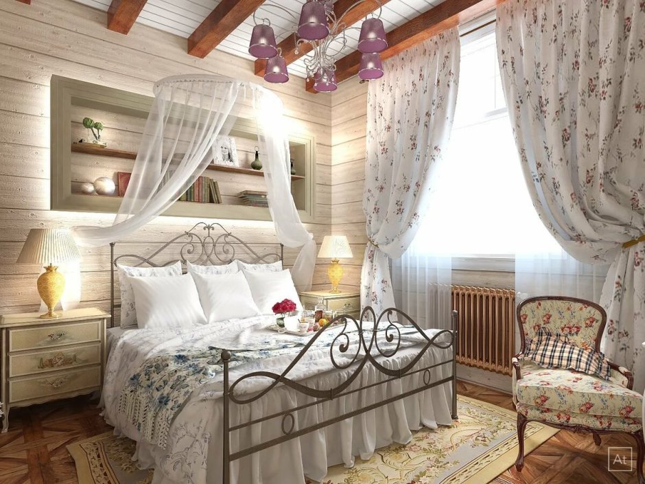 Спальня Прованс в деревянном доме