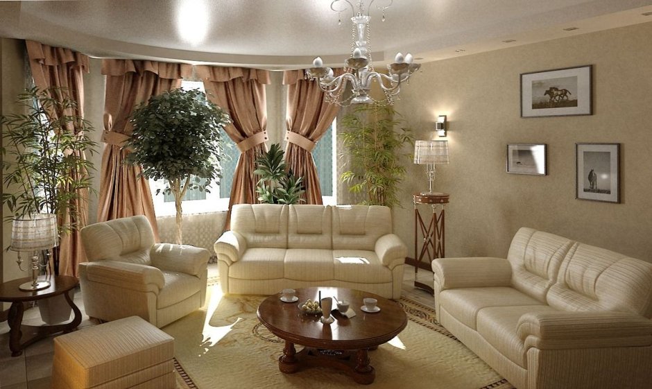 Уютная гостиная в классическом стиле