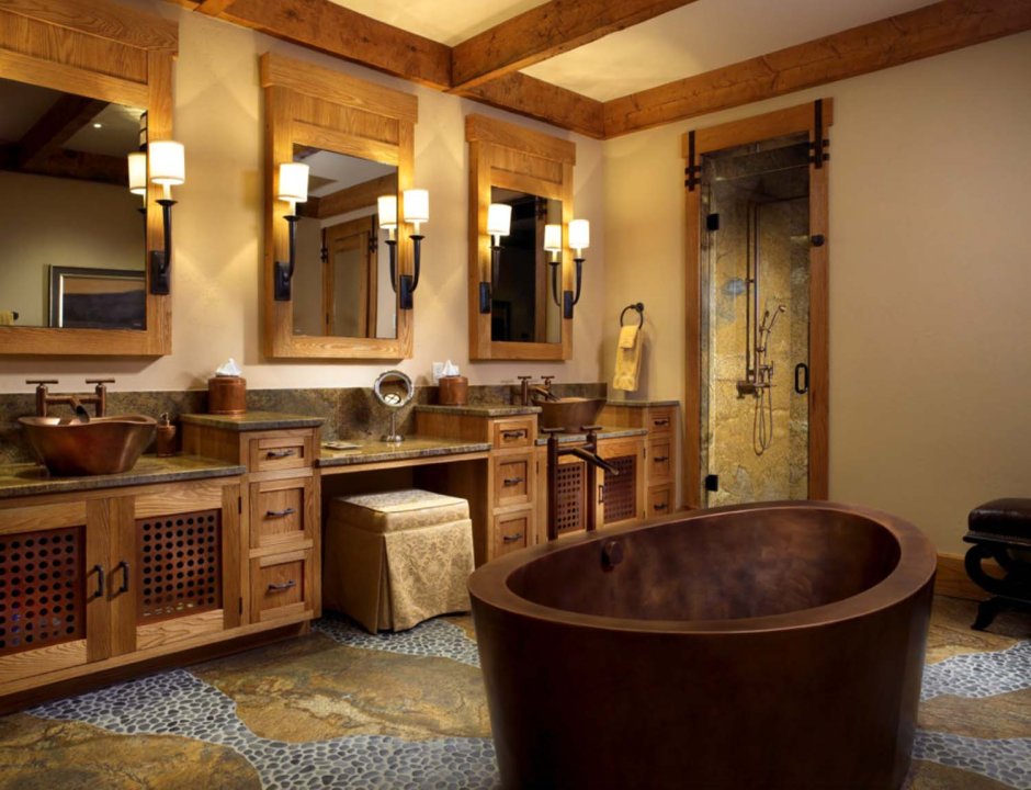 Ванна комната в деревянном доме